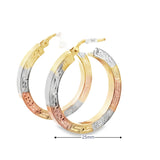 10K Gold 3 Color Medusa Hoop Earrings 25mm