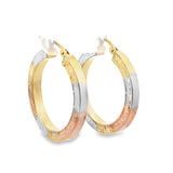 10K Gold 3 Color Medusa Hoop Earrings 25mm