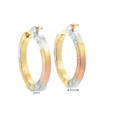 10K Gold 3 Color Medusa Hoop Earrings 25mm