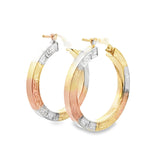10K Gold 3 Color Medusa Hoop Earrings 25mm