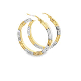 10K Two Tone Gold Medusa Hoop Earrings 30mm