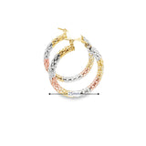 10K 3 Tone Gold Earring Hoops 25mm