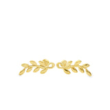 Olive Leaf Vertical Climber Earrings 18K Gold