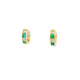 Baby Green CZ Huggies Earrings 10K Gold