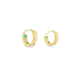 Baby Green CZ Huggies Earrings 10K Gold