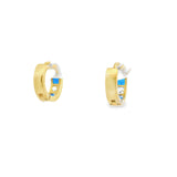 Baby Blue CZ Huggies Earrings 10K Gold