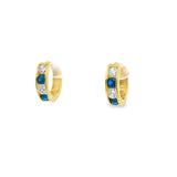 Baby Blue CZ Huggies Earrings 10K Gold