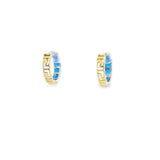 Baby Blue Huggies Earrings 10K Gold Two-Tone