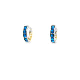 Baby Blue Huggies Earrings 10K Gold Two-Tone