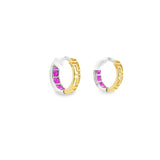 Baby Pink Huggies Earrings 10K Gold Two-Tone
