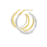 10k Yellow Gold Double Hoops Two-Tone
