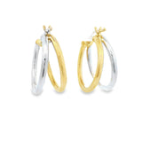 10k Yellow Gold Double Hoops Two-Tone