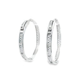 Silver 925S Earrings Big Zirconia Hoop