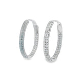 Silver 925S Earrings Long Zirconia Hoop