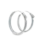 Silver 925S Earrings Long Zirconia Hoop