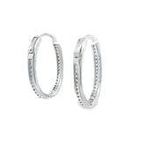 Silver 925S Earrings Long Zirconia Hoop