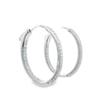 Silver 925S Earrings Long Zirconia Hoop
