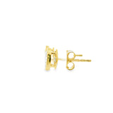 Boucles d'oreilles clous ovales serties or 14 carats