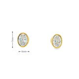 Boucles d'oreilles clous ovales serties or 14 carats