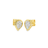 Boucles d'oreilles clous poire en or 14 carats serti clos