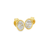 Boucles d'oreilles clous ovales serties or 14 carats
