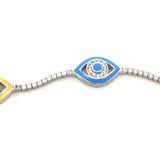 Colorful Evil Eye Tennis Bracelet Silver