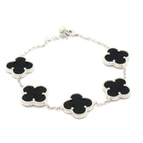 Large Black Clover Bracelet Silver S925