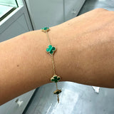18K  Mini Green Clover Gold Set