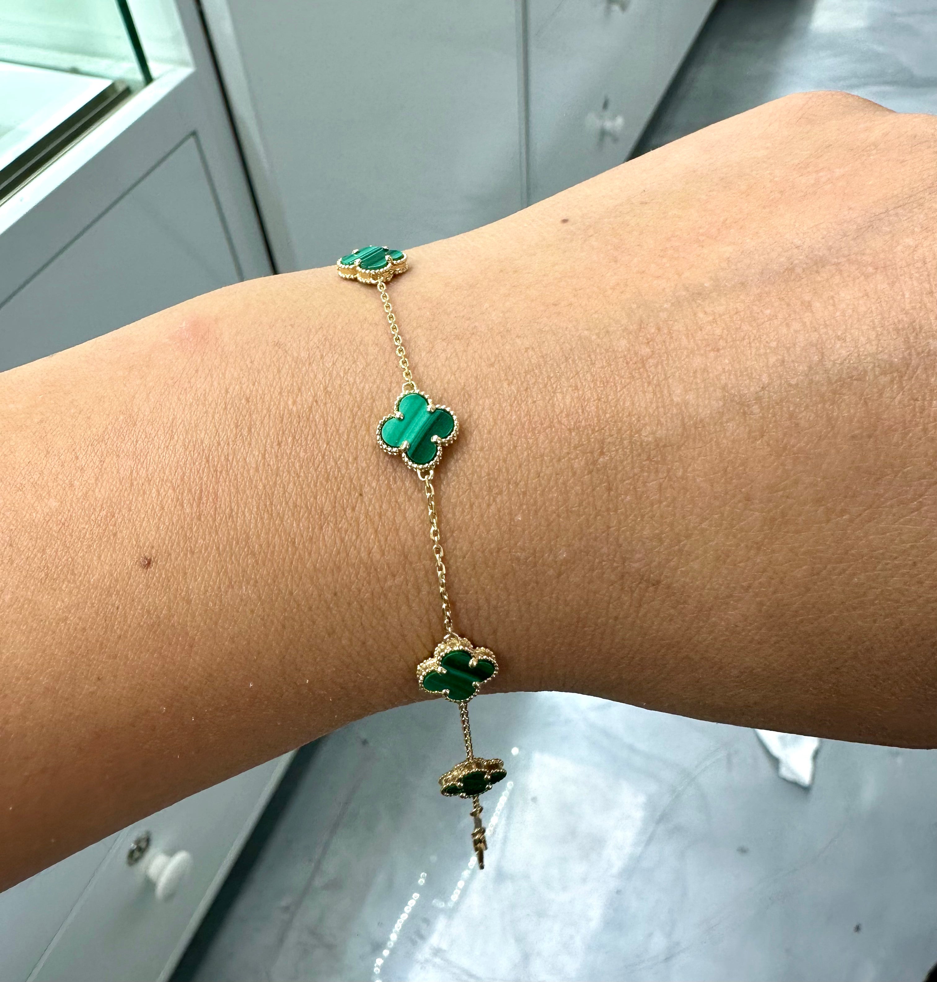 Green Clover Bracelet 18K Gold