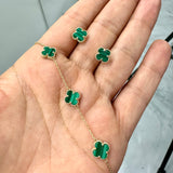 18K  Mini Green Clover Gold Set