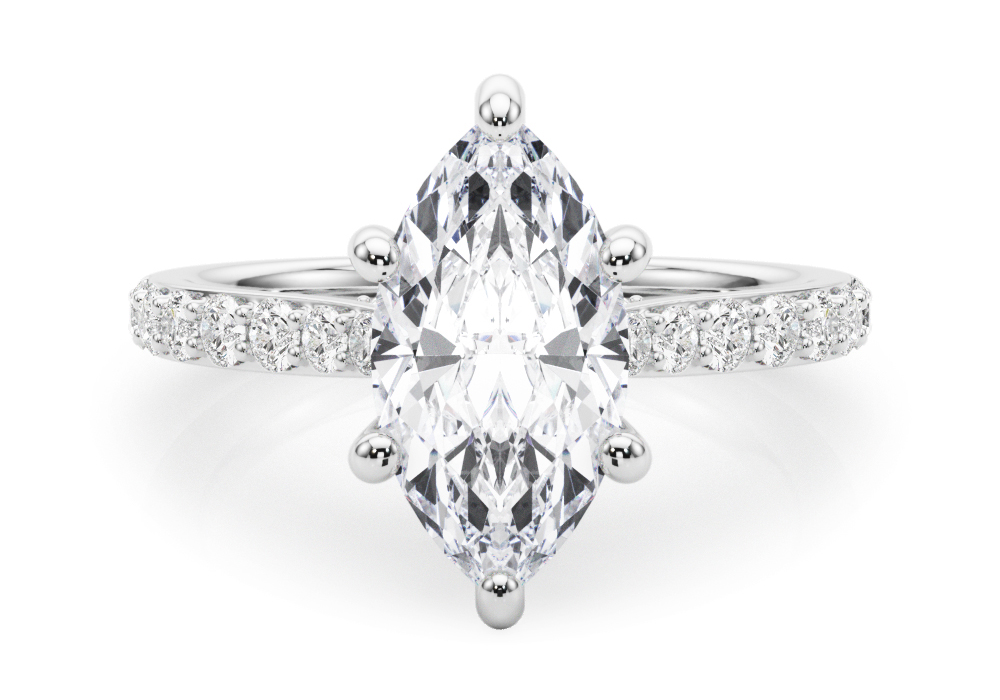Hidden Halo Marquise Diamond Engagement Ring - Esmeralda