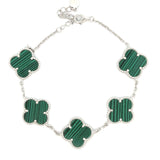 Large Green Clover Bracelet Silver