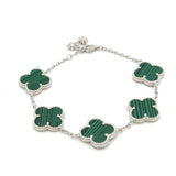 Large Green Clover Bracelet Silver