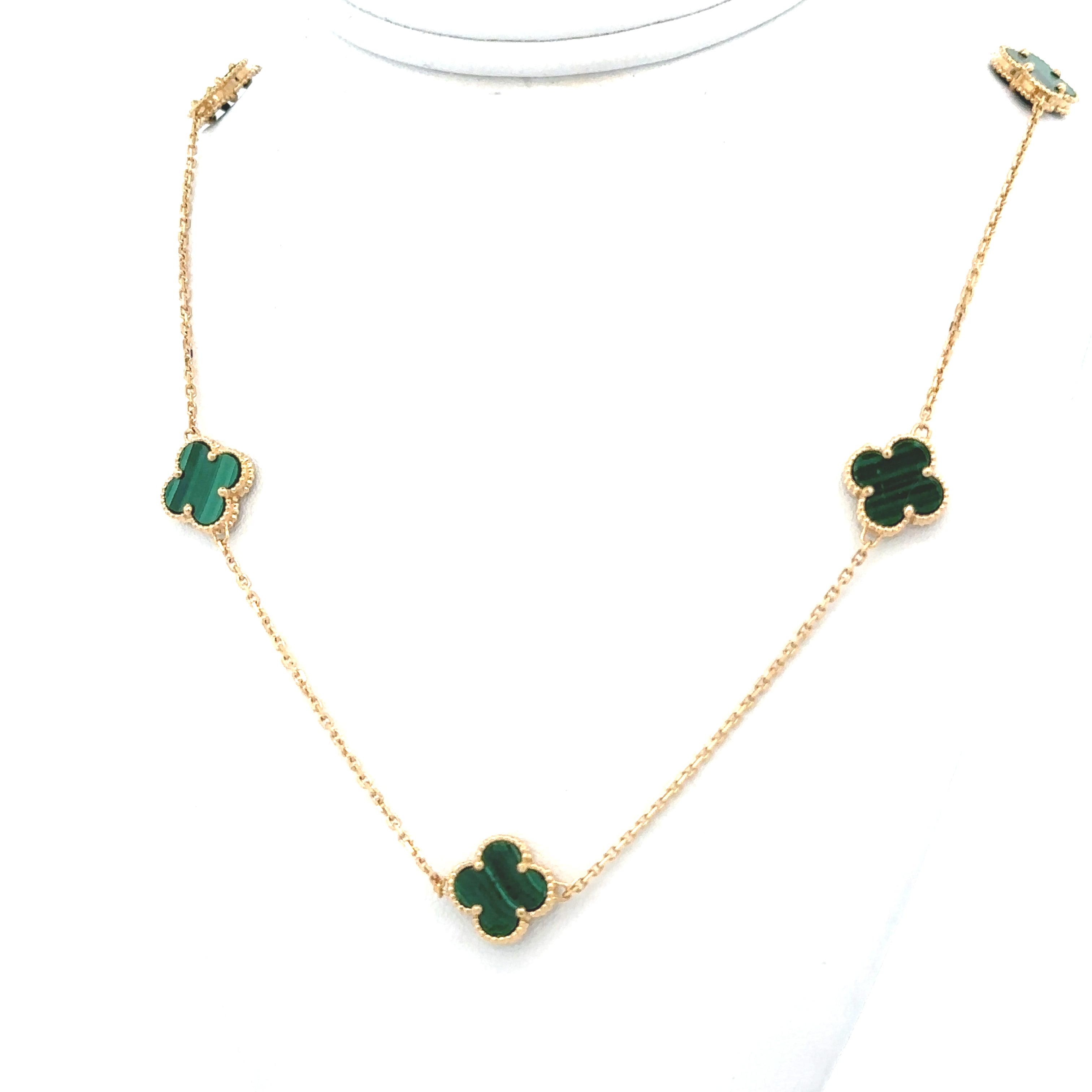 Green Clover Gold Necklace 18K