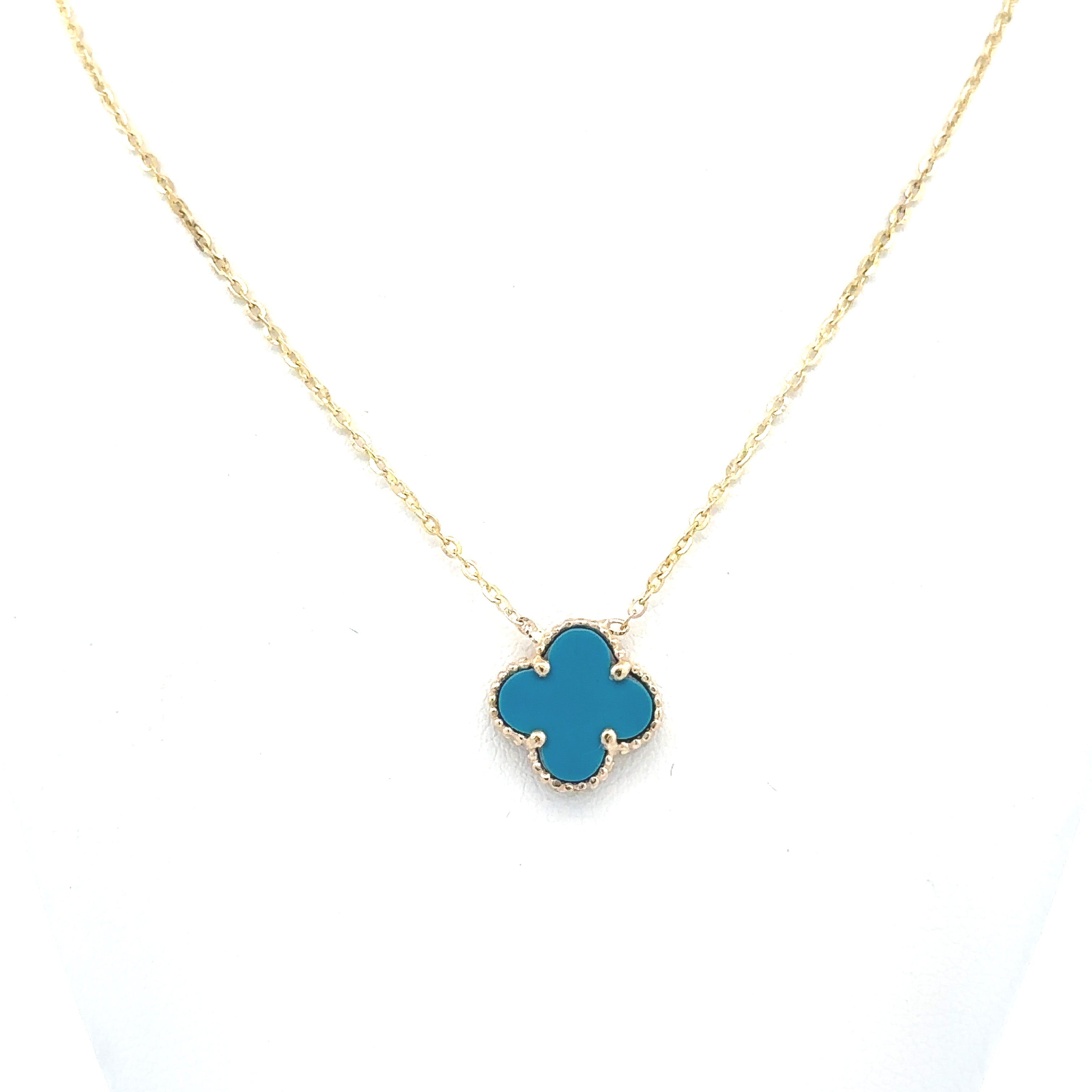 Blue Clover Necklace 10k Gold