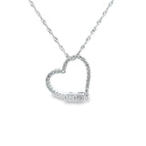 Pendentif cœur en or blanc 14 carats et diamants