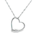 Pendentif cœur en or blanc 14 carats et diamants