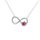 Women 925 Silver Rhodium Infinity ladybug Pendant