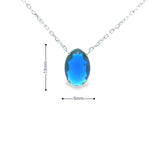 Women 925 Silver Rhodium Blue Stone Pendant