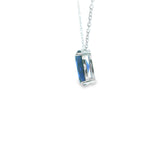 Women 925 Silver Rhodium Blue Stone Pendant