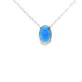 Women 925 Silver Rhodium Blue Stone Pendant