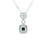 Women 925 Silver Rhodium Double Pendant