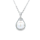 Women 925 Silver Rhodium Pearl Pendant