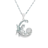 Women 925 Silver Rhodium Unicorn Pendant