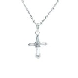 Women 925 Silver Rhodium Small Cross Pendant