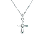 Women 925 Silver Rhodium Small Cross Pendant