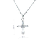 Women 925 Silver Rhodium Small Cross Pendant