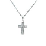 Women 925 Silver Rhodium Small Cross T Pendant