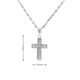 Women 925 Silver Rhodium Small Cross T Pendant