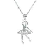 Women 925 Silver Rhodium Ballerina Pendant